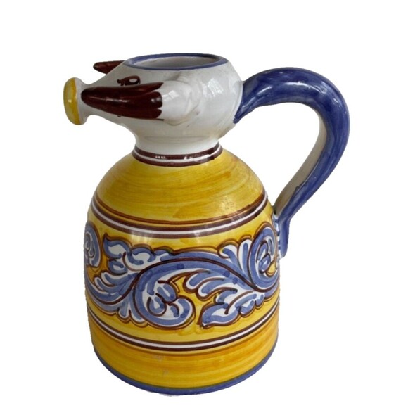 Spanish Bull Milk Pitcher Creamer Picasso Style Art Pottery Signed Espana Unique - Picture 4 of 11